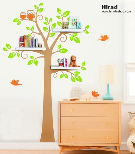 استیکر و برچسب دیواری اتاق کودک درخت و جغد و پرنده کد h250