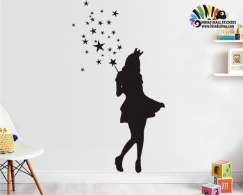 استیکر و برچسب دیواری دختر و ستاره girl and star wall stickersکد h393