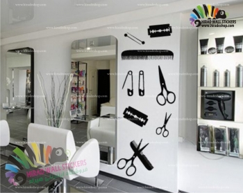 استیکر و برچسب دیواری وسایل آرایشگاه مردانه barber shop wallsticker  کد h950