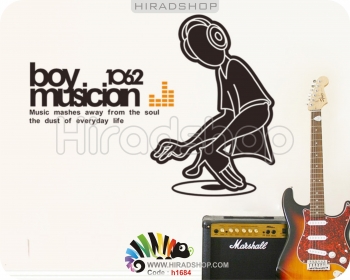 استیکر و برچسب دیواری موزیک و موسیقی پسر موزیسین  boy musicion  کد h1684