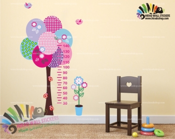 استیکر و برچسب دیواری اتاق کودک خط کش اندازه گیری قد درخت رنگارنگ کد h545