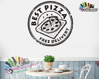 استیکر رستوران و فست فود پیتزا تحویل رایگان Pizza Free Delivery Wallstickers کد h1448