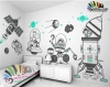 استیکر و برچسب دیواری اتاق کودک حیوانات فضانورد Astronaut Animals Wallstickers کد h1346