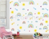 استیکر و برچسب دیواری اتاق کودک پک تکرار شونده رنگین کمان rainbow pack wallstickers کد h2146