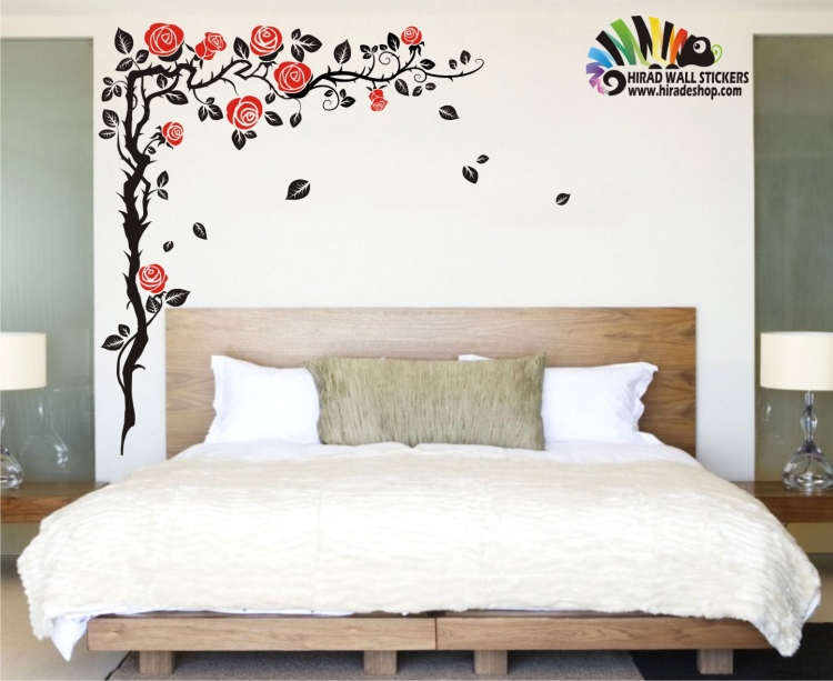 برچسب دیواری شاخه گل رز rose wallstickersکد h013