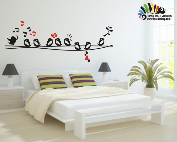 استیکر و برچسب دیواریاتاق کودک پرنده های آواز خوان روی بند کد h334 استیکر و برچسب دیواریاتاق کودک پرنده های آواز خوان روی بند کد h334