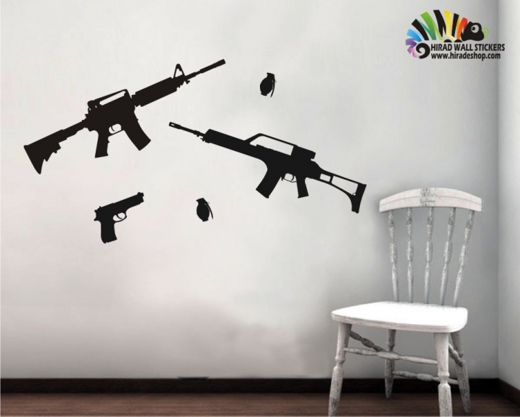 استیکر و برچسب دیواری اسلحه و کلت و نارنجک کد h229 استیکر و برچسب دیواری اسلحه و کلت و نارنجک کد h229