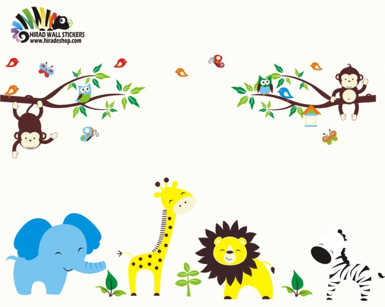 استیکر و برچسب دیواری اتاق کودک جنگل حیوانات کد h266 استیکر و برچسب دیواری اتاق کودک جنگل حیوانات کد h266