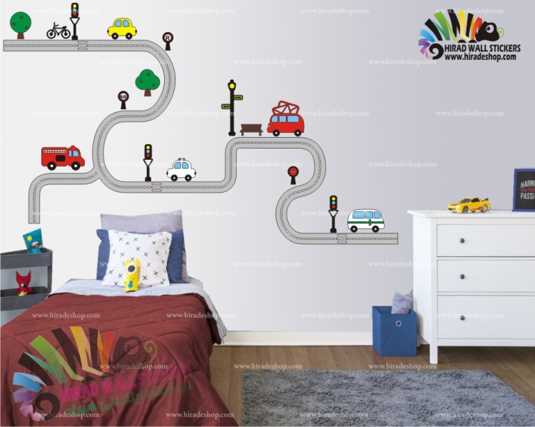 استیکر دیواری اتاق کودک ماشین، جاده ،خیابان cars wall sticker کد h625 استیکر دیواری اتاق کودک ماشین، جاده ،خیابان cars wall sticker کد h625