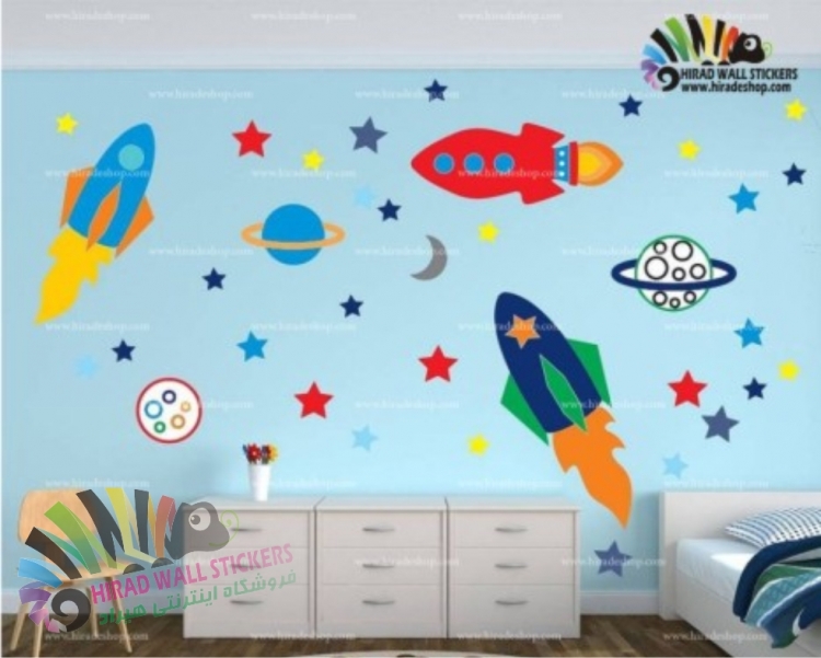 استیکر دیواری اتاق کودک فضاپیما شاتل فضایی Space Shuttle Wallstickers کد h757