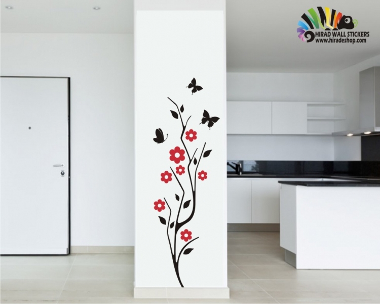  استیکر و برچسب دیواری گل و پروانه کد h247