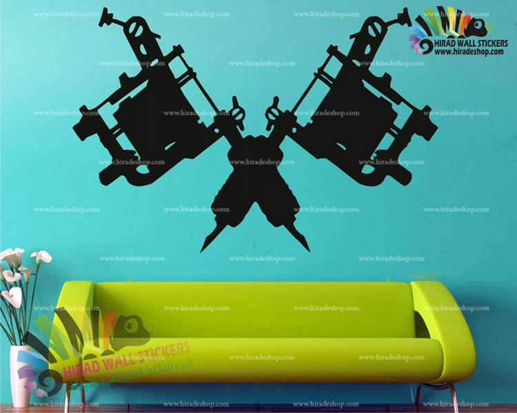 استیکر و برچسب دیواری گان تتو ، tatto، gun کد h1297 استیکر و برچسب دیواری گان تتو ، tatto، gun کد h1297