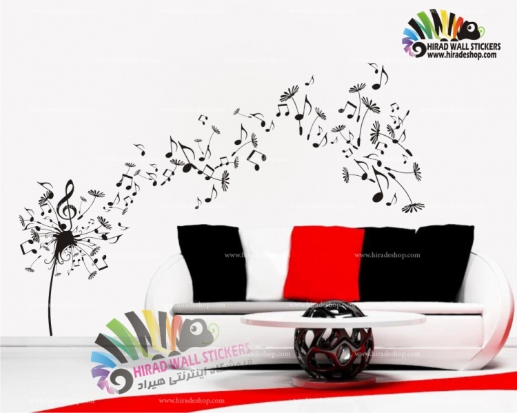 استیکر و برچسب دیواری قاصدک نت و موسیقی کدh582