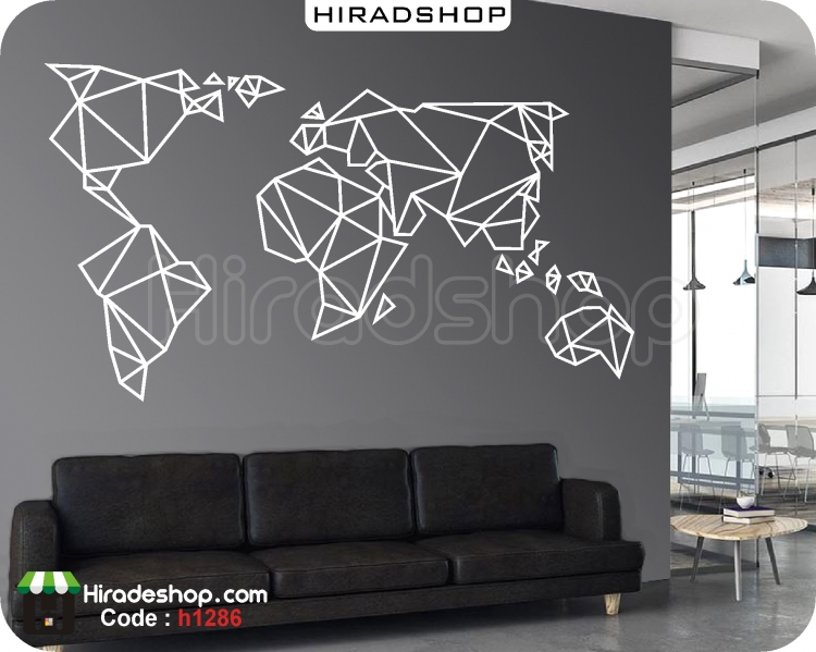 برچسب  دیواری آژانس هواپیمایی نقشه جهان  World Map Wallstickers کد h1286