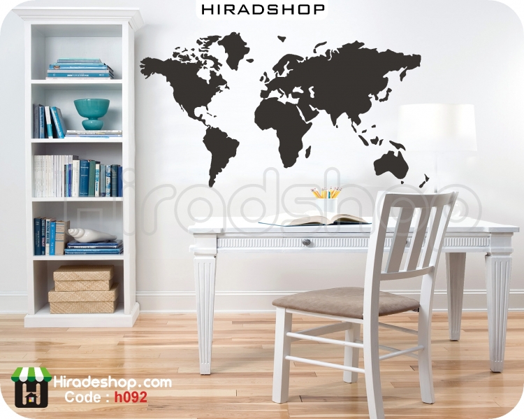 استیکر دیواری آژانس هواپیمایی نقشه جهان World Map Wallsticker کد h092