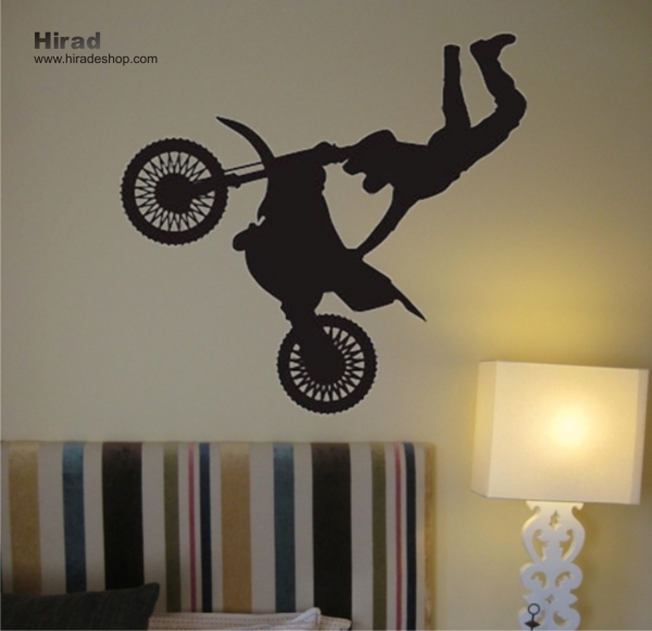  استیکر و برچسب دیواری موتور سوار motor wall stickers کد h237