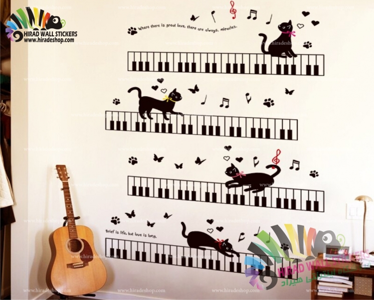 استیکر دیواری نت و موسیقی کلیدهای پیانو Piano Keys Wallstickers کد h1131
