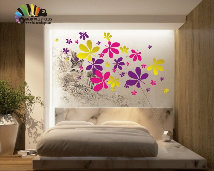 استیکر و برچسب دیواری گل های نیلوفرflower wall stickers کد h109