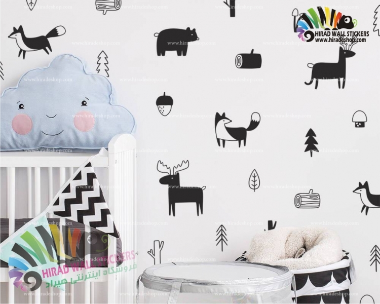 استیکرطرح جنگل کانادایی canadian jungle wall stickers  کد h806 استیکرطرح جنگل کانادایی canadian jungle wall stickers  کد h806