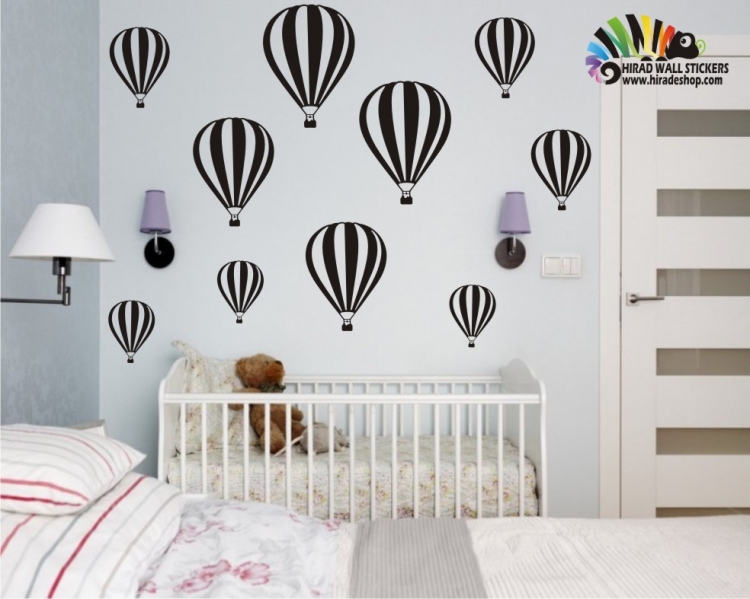 استیکر و برچسب دیواری اتاق کودک پک تکرار شونده بالن ها Balloons Flight Repetitive Pack Wallstickers کد h277