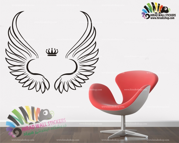 استیکر دیواری دخترانه بال های فرشته و تاج Angel's Wings and Crown Wallstickers کد h1459