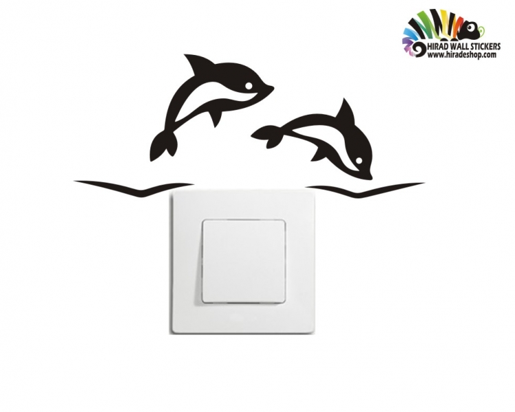 استیکر کلید وپریز دلفین Switches and Sockets wallstickers کد h2214