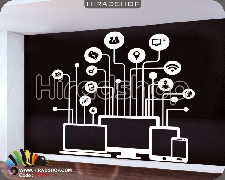 استیکر و برچسب دیواری تکنولوژی و شبکه های اجتماعی و اینترنت کد h1673