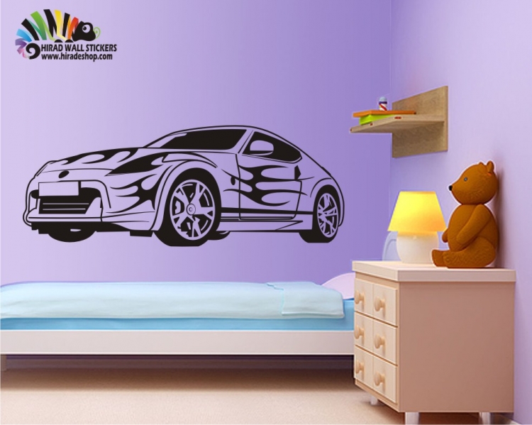 استیکر و برچسب دیواری اتاق کودک پسرانه ماشین اسپورت کد h335
