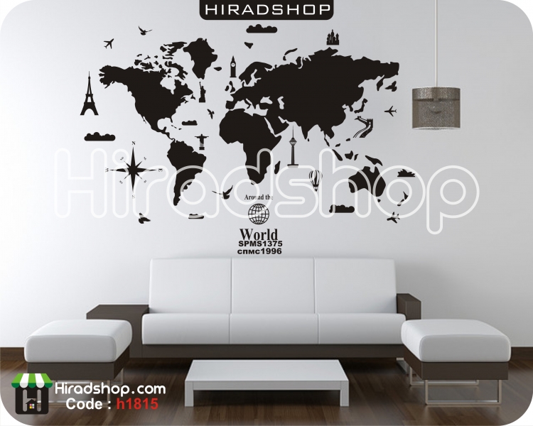 استیکر و برچسب دیواری نقشه جهان آژانس هواپیماییworld map,travel agency wallsticker کدh1815 استیکر و برچسب دیواری نقشه جهان آژانس هواپیماییworld map,travel agency wallsticker کدh1815