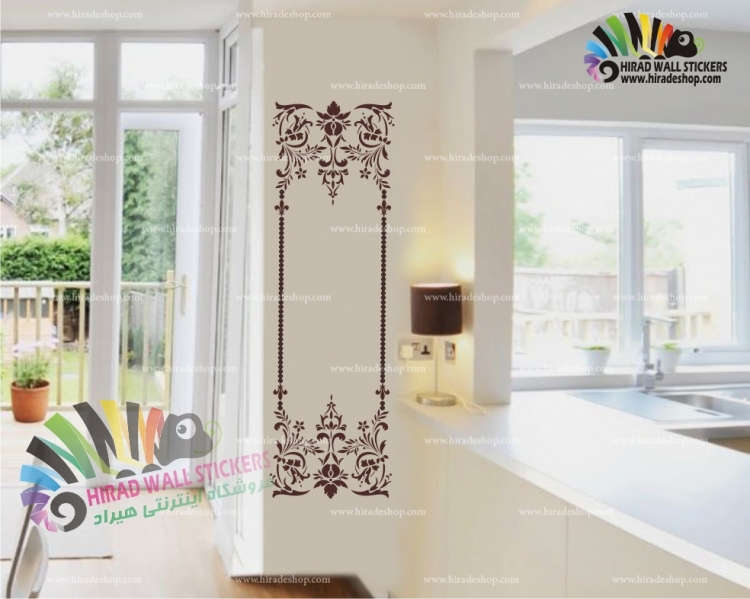 استیکر ستونی قاب طرح داماسک Damask Design Frame Wallstickers کد h1058