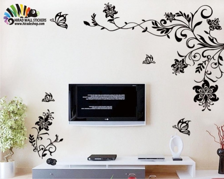 استیکر گل دو طرفه با پروانه کد h450 استیکر گل دو طرفه با پروانه کد h450