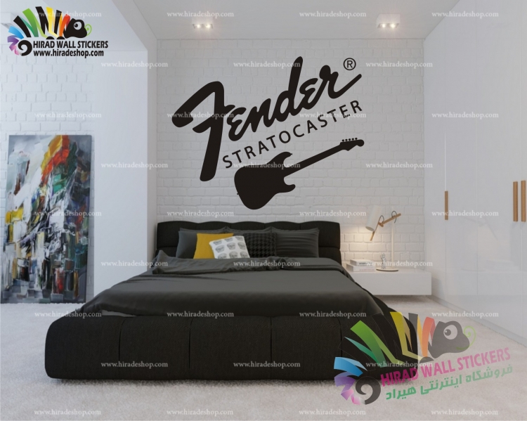 استیکر موزیک و موسیقی گیتار الکتریک فندر استرتوکستر Fender Stratocaster Electric Guitar Wallstickers کد h1477
