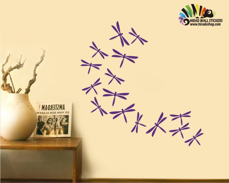 استیکر و برچسب دیواری پک سنجاقک ها کد h294 استیکر و برچسب دیواری پک سنجاقک ها کد h294