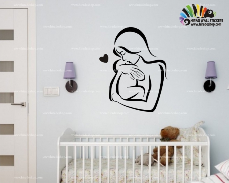 استیکر عاشقانه مادر و نوزاد mom and baby wall stickersکد h468