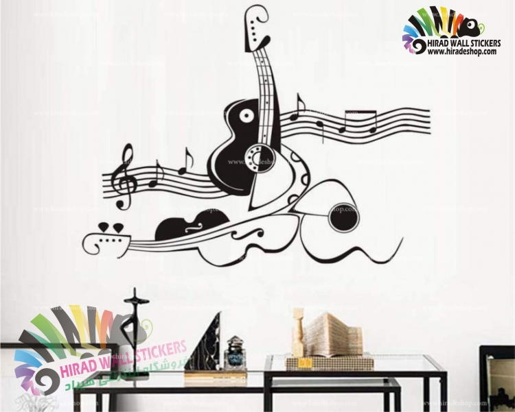 استیکر و برچسب دیواری نت و موسیقی طرح گیتار Guitar Wallstickers کد h1193