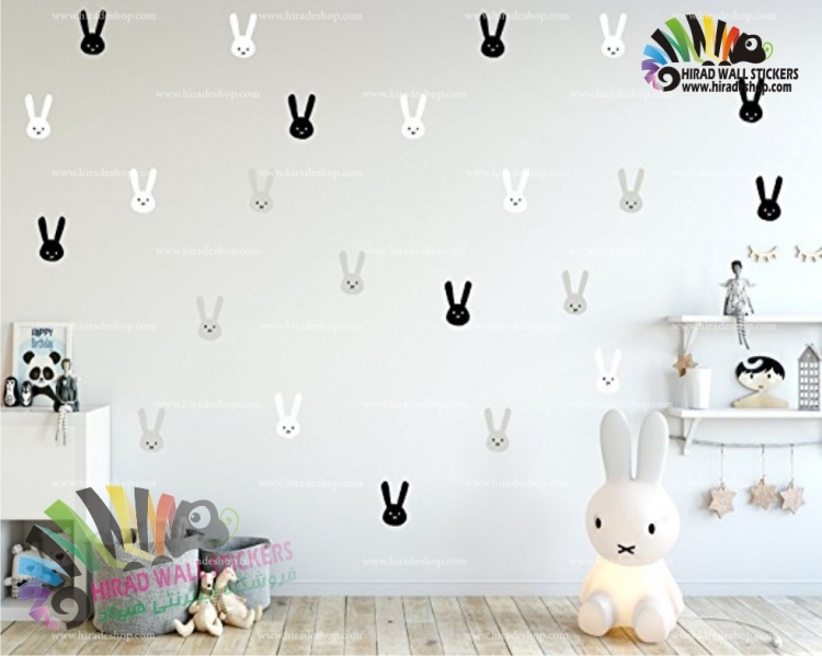 استیکر دیواری پک تکرار شونده اتاق کودک خرگوش Rabbit Repetitive Pack Wallstickers کد h732