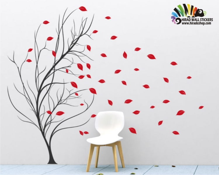 استیکر و برچسب دیواری شاخه و برگ در باد کد h158 استیکر و برچسب دیواری شاخه و برگ در باد کد h158