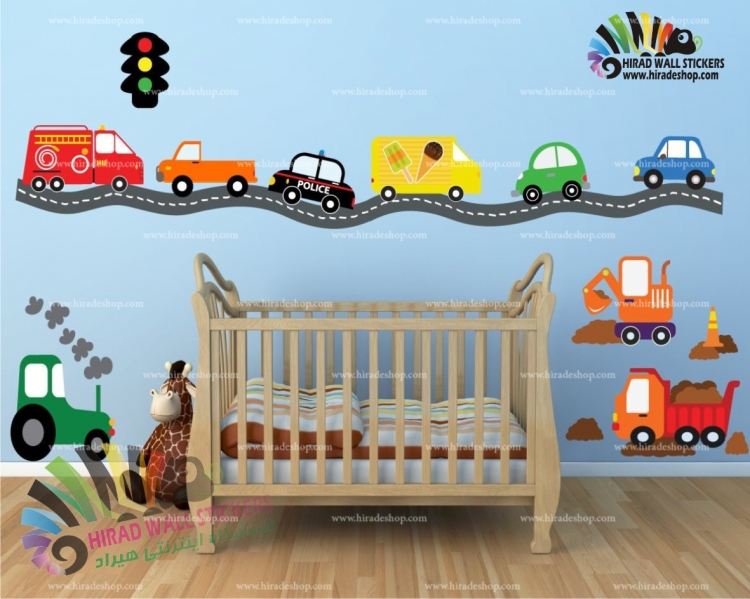 استیکر و برچسب دیواری اتاق کودک جاده و ماشین ها Road and Cars Wallstickers کد h1579 استیکر و برچسب دیواری اتاق کودک جاده و ماشین ها Road and Cars Wallstickers کد h1579