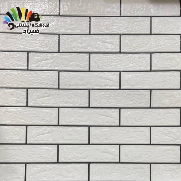 دیوارپوش فومی پشت چسبدار چینی طرح آجر سفید بند مشکی کد SA-03