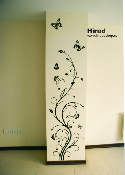 برچسب دیواری گل وکتور پروانه دار vector flowerکد h010