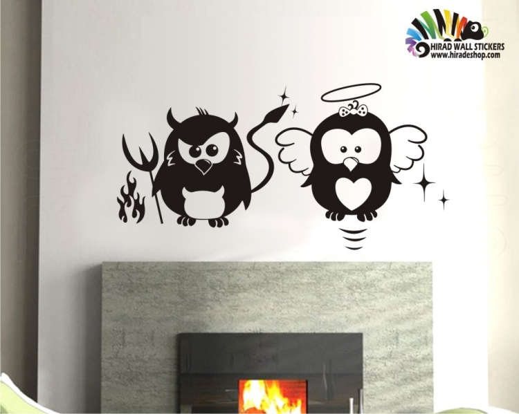 استیکر و برچسب دیواری اتاق کودک جوجه پنگوئن های فرشته و ابلیس کد h329 استیکر و برچسب دیواری اتاق کودک جوجه پنگوئن های فرشته و ابلیس کد h329