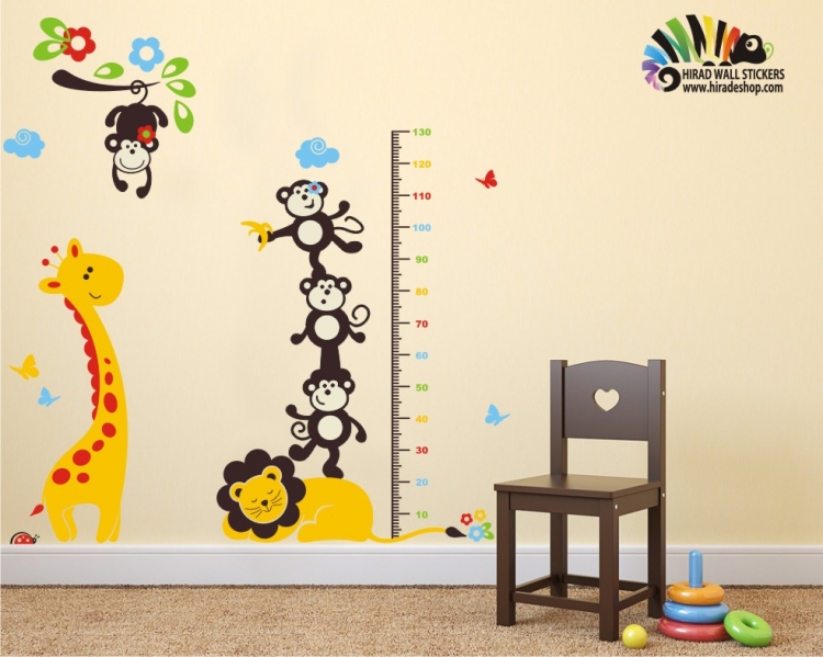 استیکر و برچسب دیواری اتاق کودک خط کش اندازه گیری قد جنگل حیوانات شیر زرافه درخت کد h069 استیکر و برچسب دیواری اتاق کودک خط کش اندازه گیری قد جنگل حیوانات شیر زرافه درخت کد h069