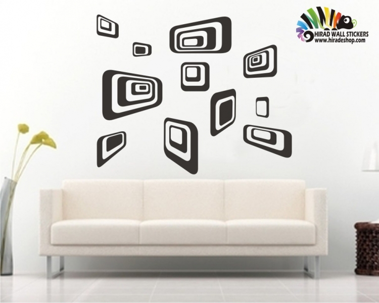 برچسب دیواری مستطیل های سه بعدی کد h388 برچسب دیواری مستطیل های سه بعدی کد h388