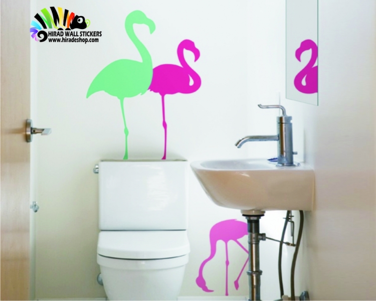 استیکر فلامینگو آبی و صورتی flamingo wallstickersکد h025 استیکر فلامینگو آبی و صورتی flamingo wallstickersکد h025