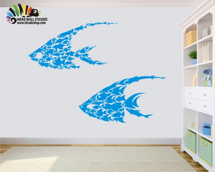 استیکر و برچسب دیواری هجوم ماهی ها fish wall stickersکد h293 استیکر و برچسب دیواری هجوم ماهی ها fish wall stickersکد h293