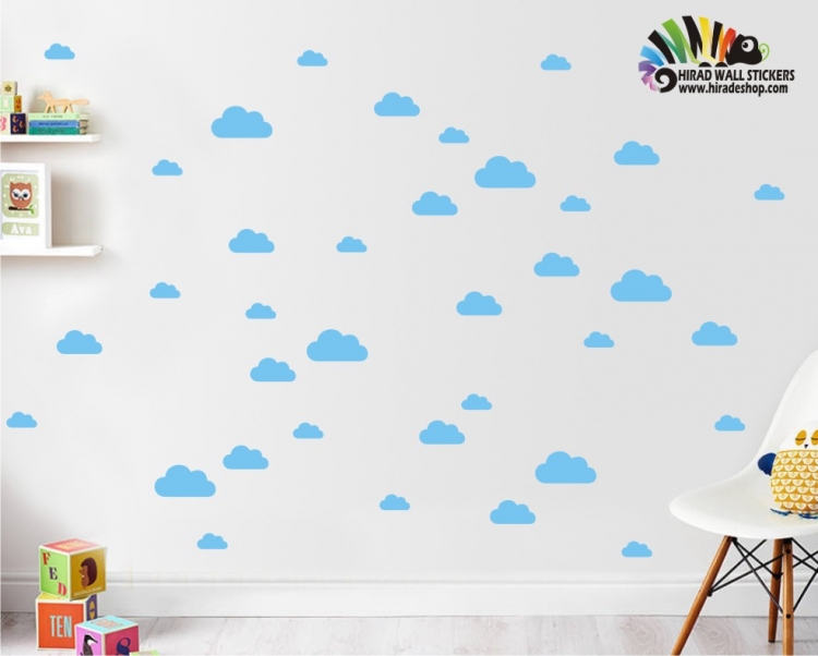 استیکر ابر اتاق کودک cloud wall sticker کد h424