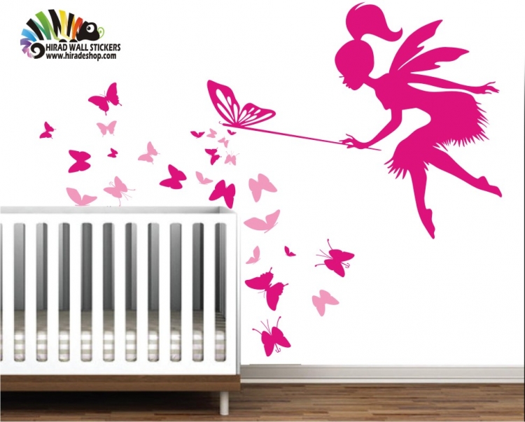 استیکر اتاق کودک فرشته عصا پروانه کد h056