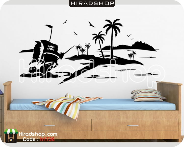 استیکر اتاق کودک جزیره و دزدان دریایی beach wallstickers کد h1736 استیکر اتاق کودک جزیره و دزدان دریایی beach wallstickers کد h1736