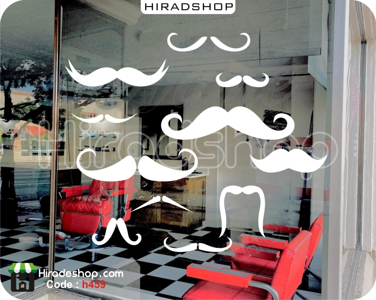 برچسب دیواری سبیل برای آرایشگاه مردانه کد h459