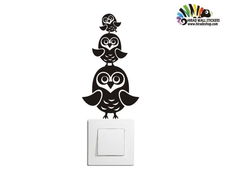 استیکر کلید و پریز جغدهای روی هم owl wallstickersکد h2177